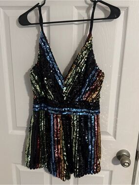 Charlotte Russe Multi Colored Sequin Party Romper Woman’s M Festival Y2K